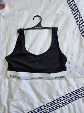 Calvin Klein Black Bralette with White Logo Band